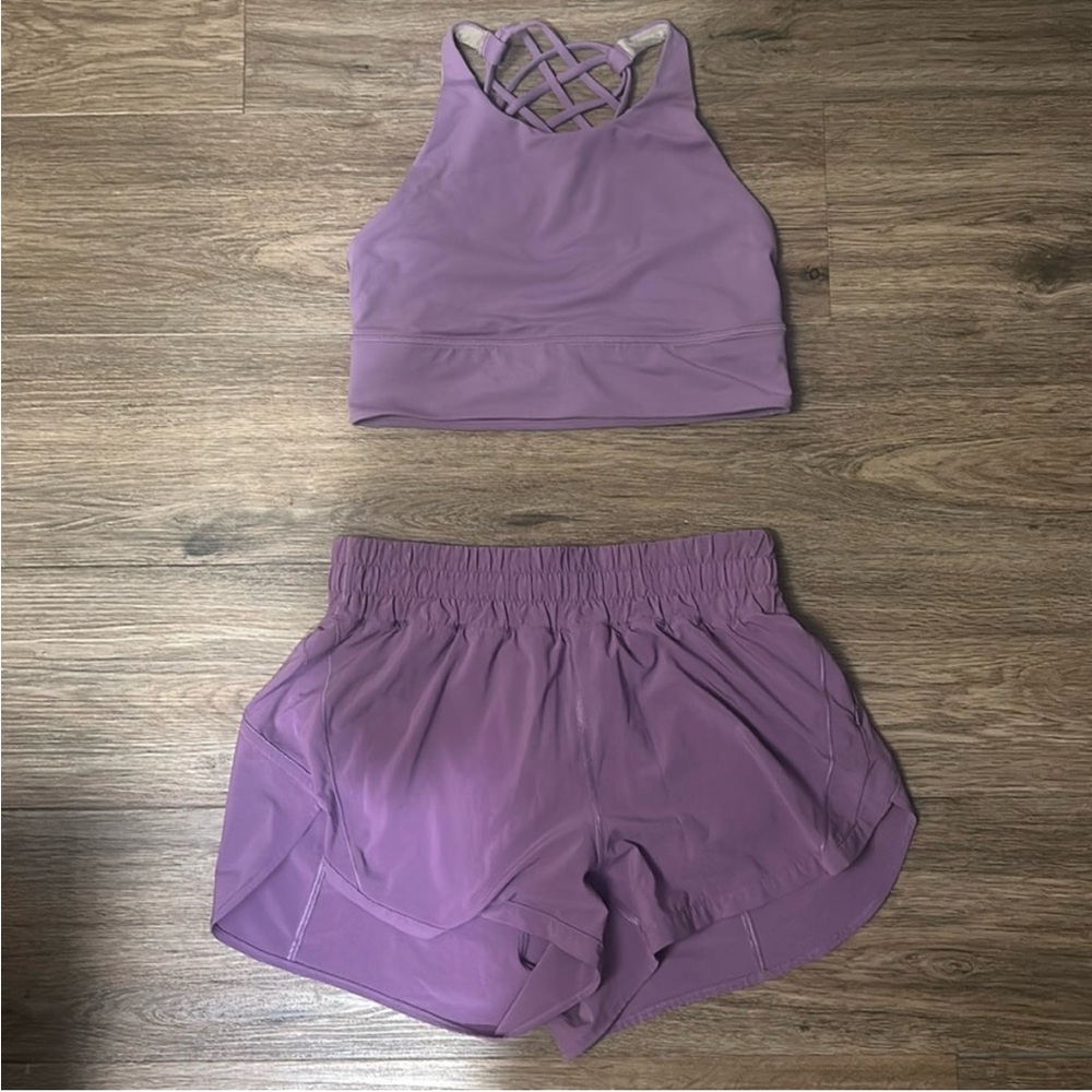 lululemon athletica Purple shorts and matching sports bra